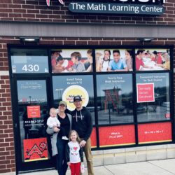 Derek & Jillian Pipkorn and family in front of Mathnasium of Franklin. The Pipkorns took ownership in Spring 2023.