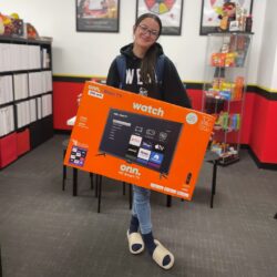 Our students set goals and work hard to achieve them. Our motivating reward program allows students to earn things like this TV!